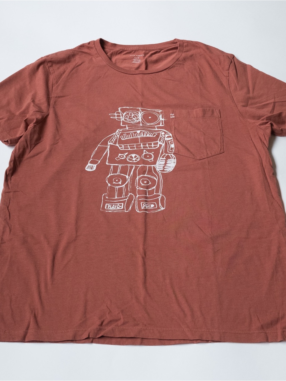 Banana Republic Rust Short Sleeve Tee with White Robot Graphic